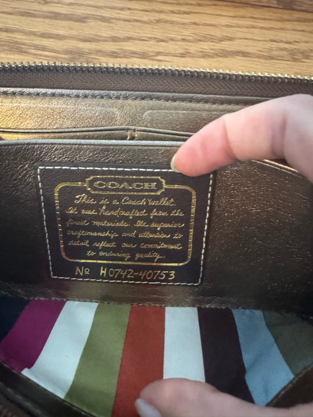 Coach Signature Zip-Around Wallet in Brown and Tan - Picture 7 of 8